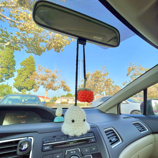 Crochet Ghost & Pumpkin Car Hang | Bag Charm