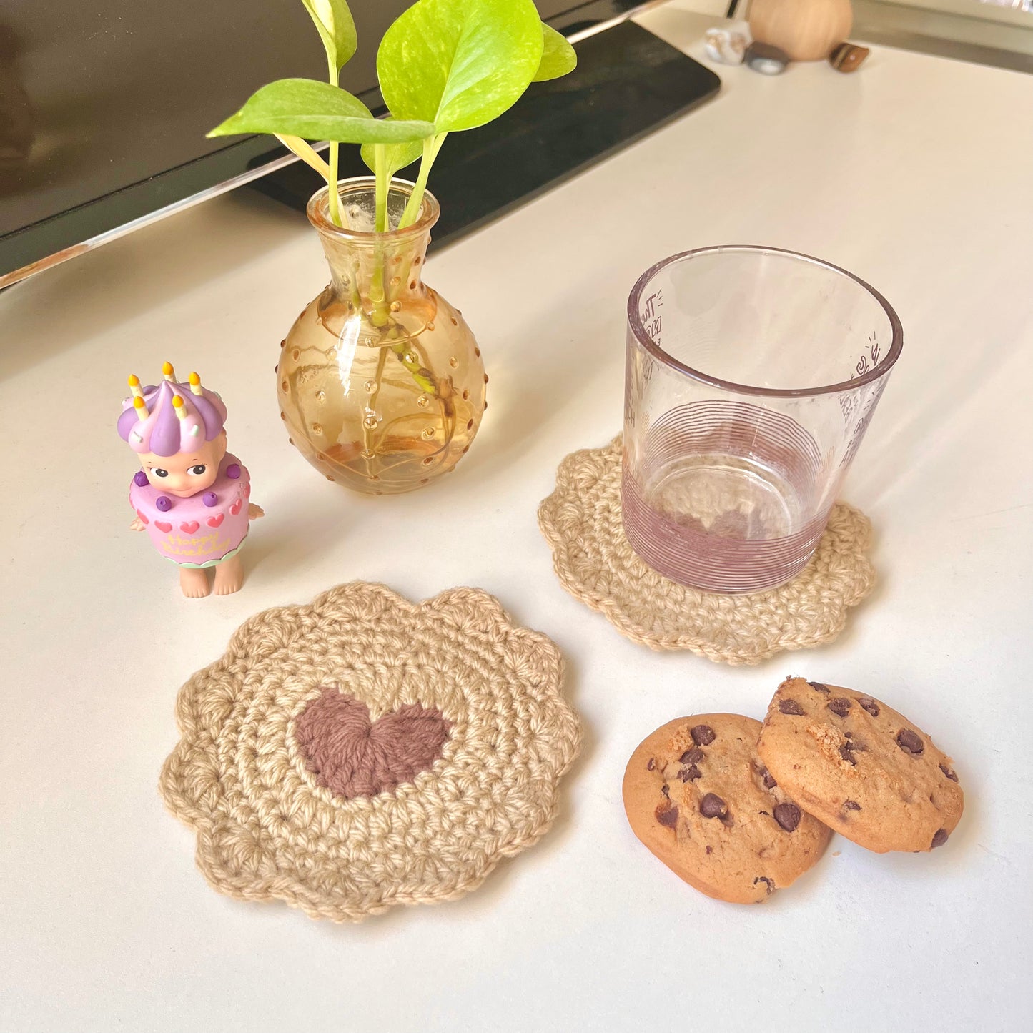 Mocha Heart Coasters | Brown & Beige Heart Coasters