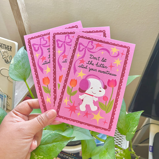 Lovely Puppy Pink Postcard | 4x6 Textured Artprint