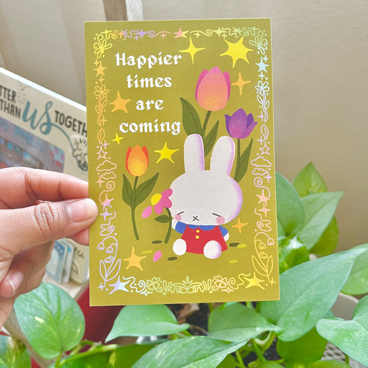 Tulip Bunny Print | 4x6 Matte Postcard Art Print