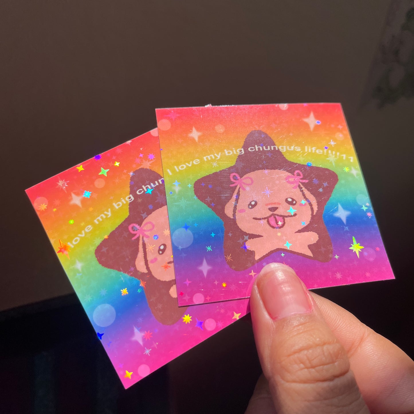 I <3 My Big Chungus Life!!1 | Starry Holographic Sticker 2.5 inch