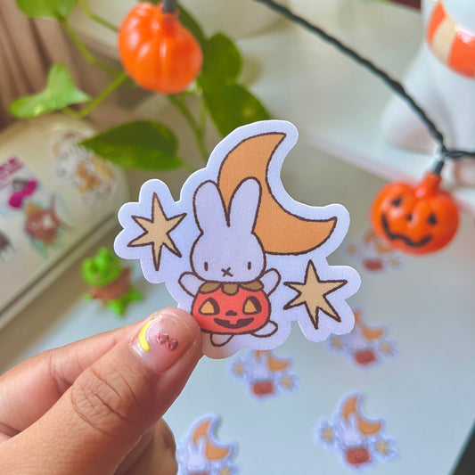 Spooky Moonlight Bunny Sticker | Textured Matte 2.5 inch sticker