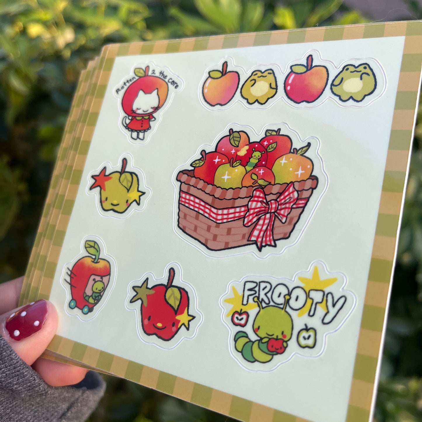 Sweet Apple 4 inch by 3.75 inch sticker sheet | Glossy stickersheet | Waterproof!