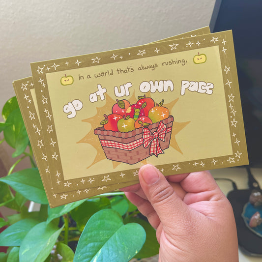 Go at your own pace! Apple postcard | Glossy postcard 4x6