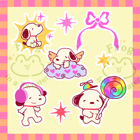 Lover Puppy Mini Sticker Sheet | 4 x 4 inch sticker sheet | Waterproof!