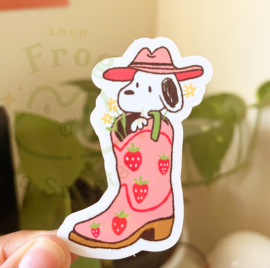 Cowboy Puppy Matte Sticker | Textured Matte 2.75 inch sticker | Semi-Waterproof!