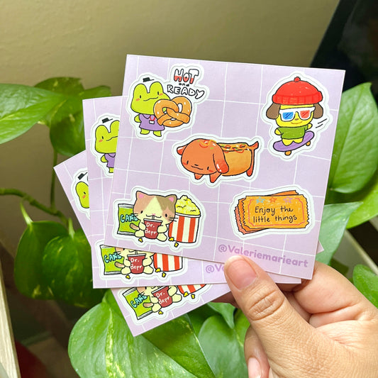 Movie Theater Mini Sticker Sheet | 3.75 inch by 4 inch Waterproof Stickers