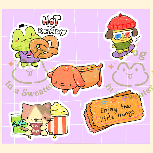 Movie Theater Mini Sticker Sheet | 3.75 inch by 4 inch Waterproof Stickers