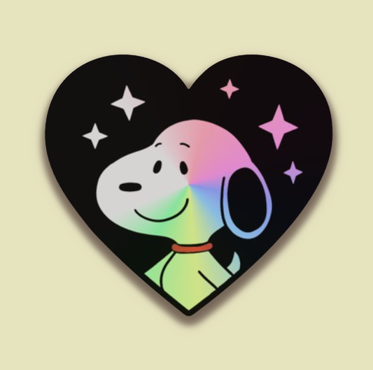 Holographic Puppy Heart Sticker | Glossy Sticker