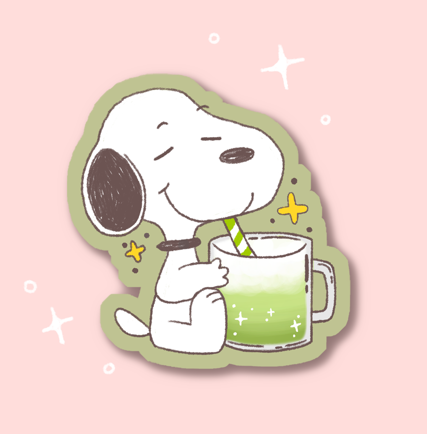 Snoopy Matcha Sticker | Matte Waterproof Sticker