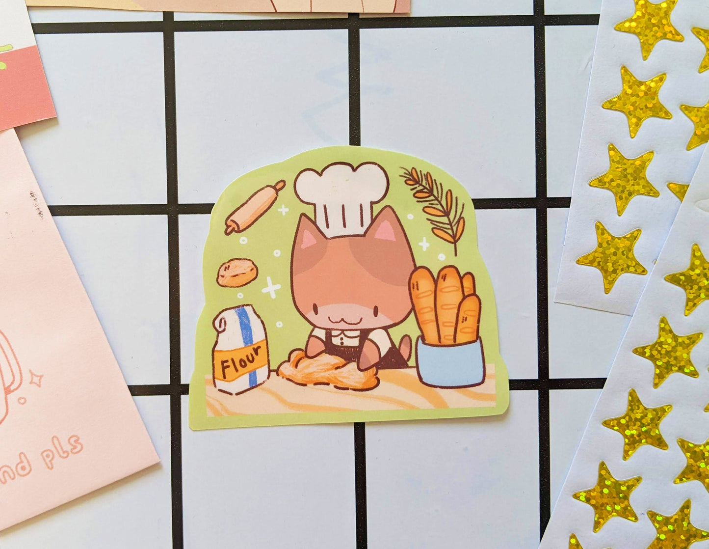 Cat Baking Biscuits Matte Sticker | Not Dishwasher safe