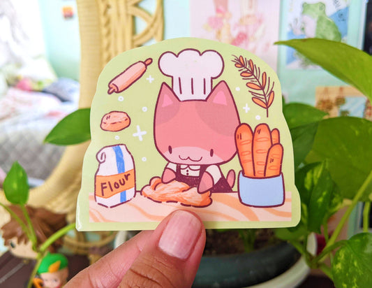 Cat Baking Biscuits Matte Sticker | Not Dishwasher safe