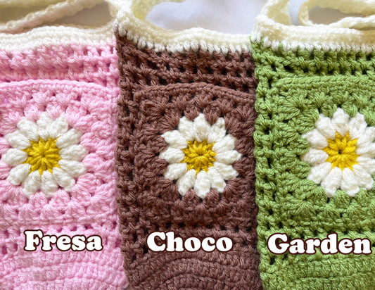 Crochet Daisy Waterbottle Sling with Pocket | 40oz Hydroflask Sling