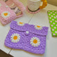 Crochet Daisy Book Sleeve | Notebook Cover | Daisy Granny Square Pouch