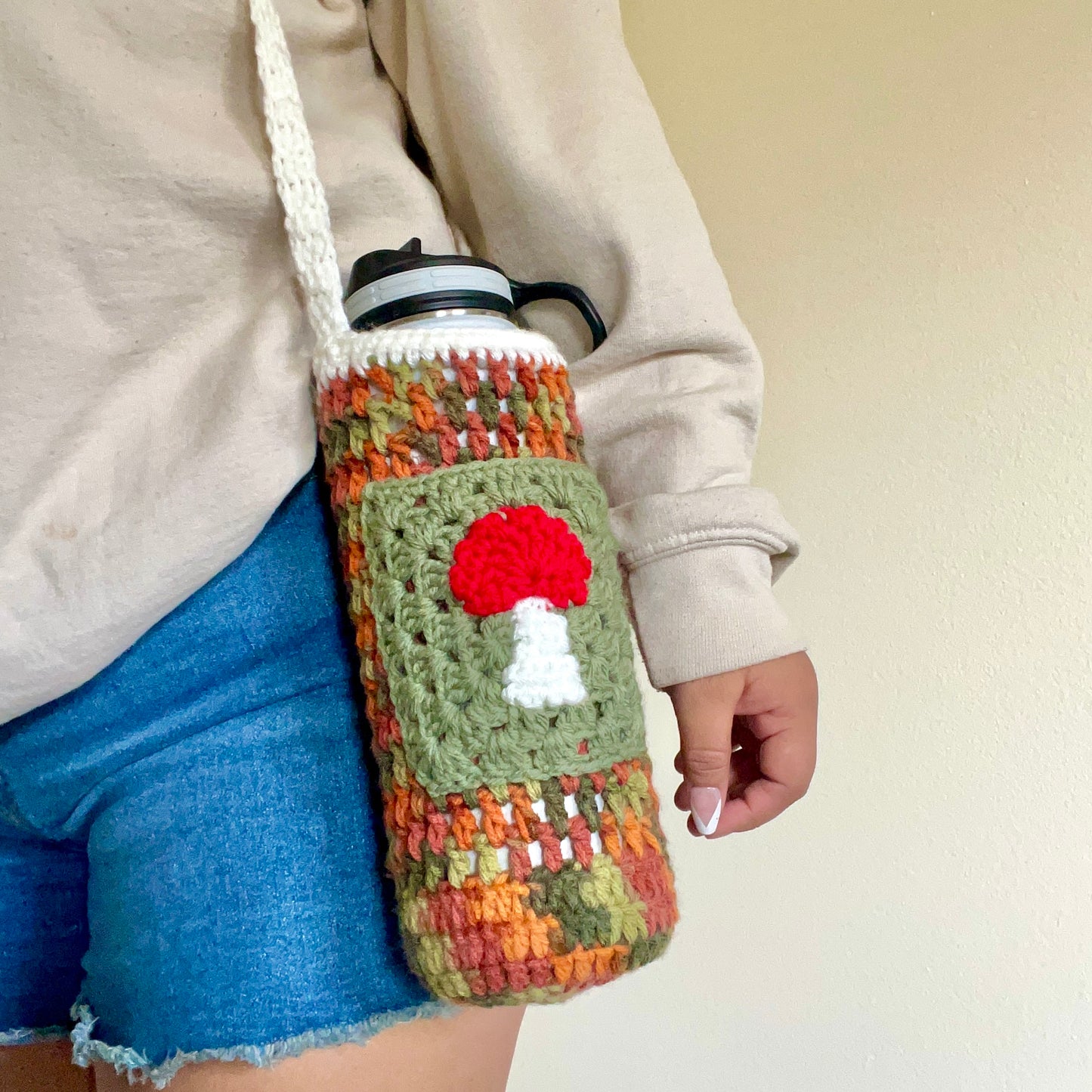 Mushroom Crochet Sling with Pocket | 42oz Hydroflask Sling