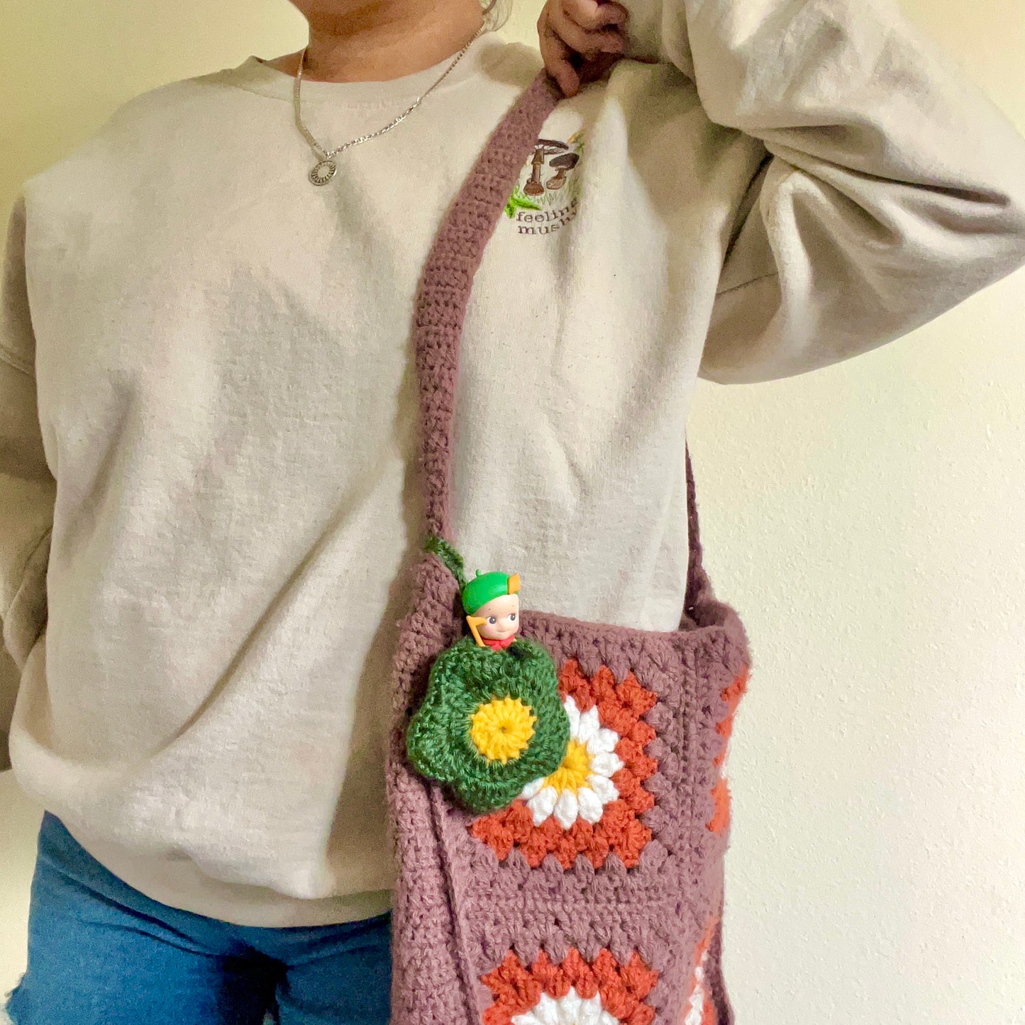 Flower Crochet Pocket | Bag Charm Chapstick Earphone Holder