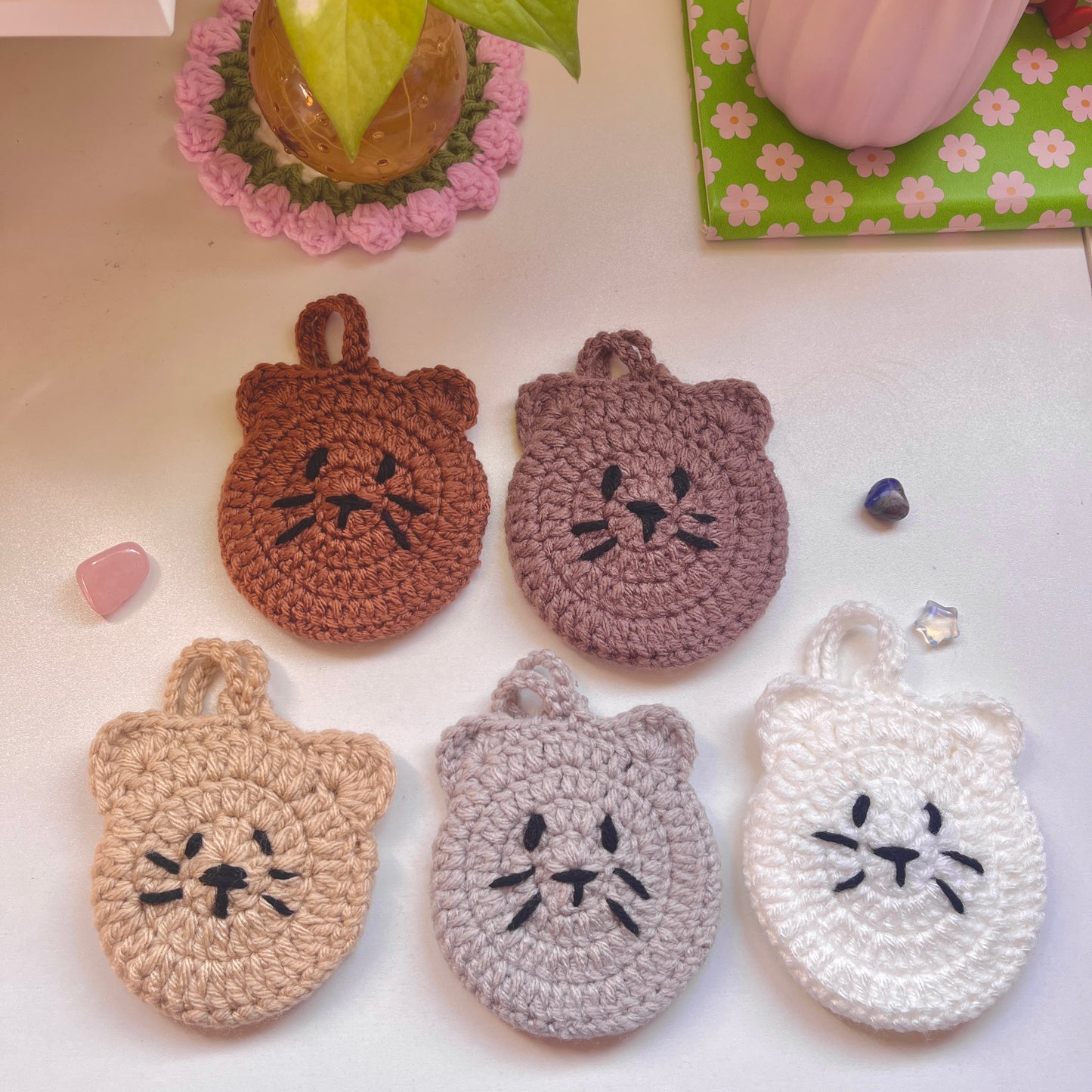 Crochet Cat Pouch | Bag charm crochet pocket for airpods, trinkets, bag accessory