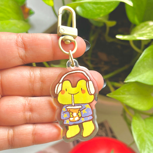 Frog in a Sweater Coffee Charm | Acrylic Keychain