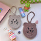 Crochet Cat Pouch | Bag charm crochet pocket for airpods, trinkets, bag accessory