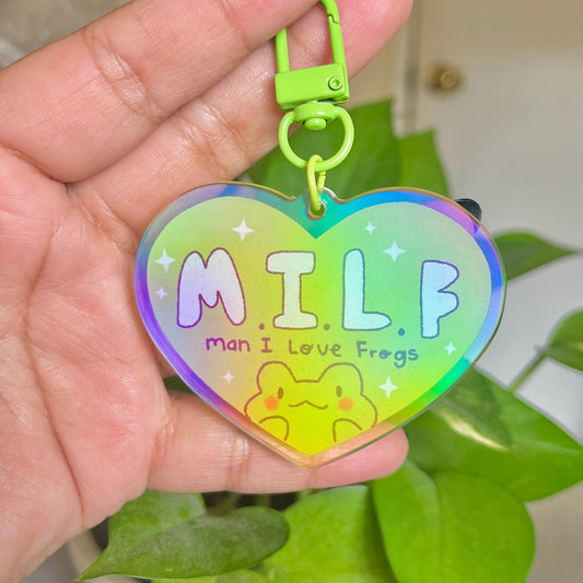 Man, I Love Frogs Charm | Holographic Keychain