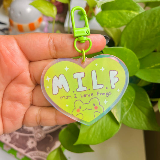 Man, I Love Frogs Charm | Holographic Keychain