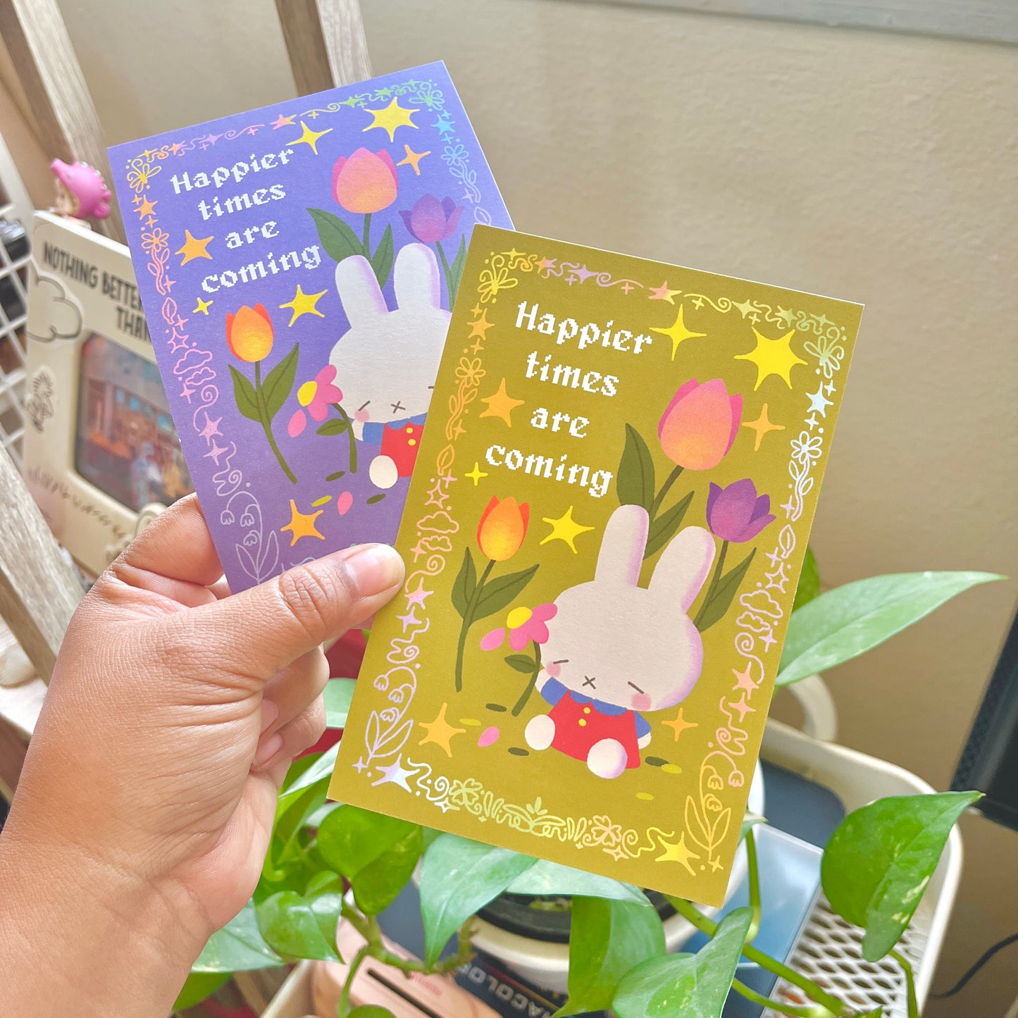 Tulip Bunny Print | 4x6 Matte Postcard Art Print
