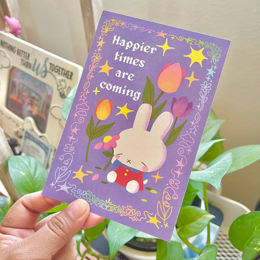 Tulip Bunny Print | 4x6 Matte Postcard Art Print