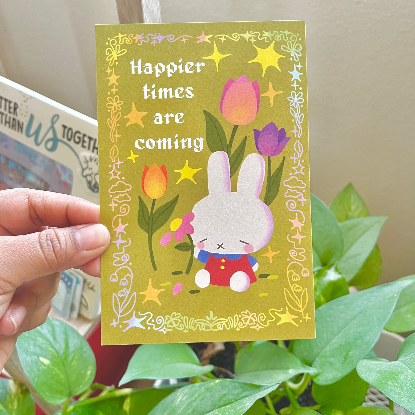 Tulip Bunny Print | 4x6 Matte Postcard Art Print