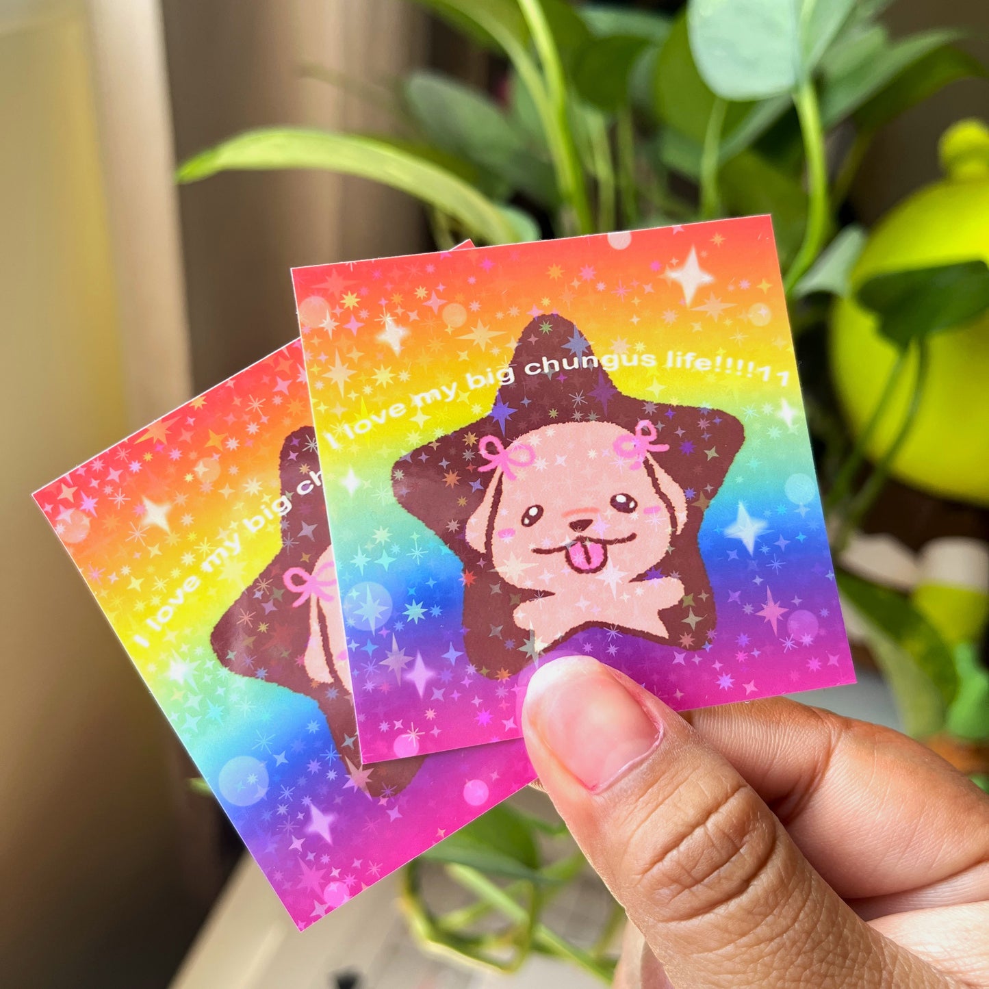I <3 My Big Chungus Life!!1 | Starry Holographic Sticker 2.5 inch