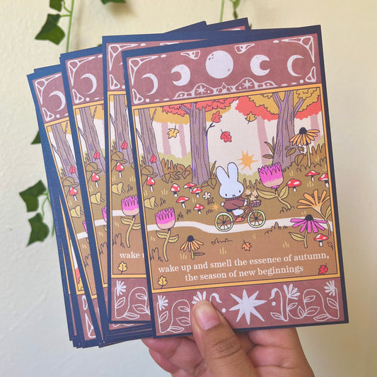 Autumn Bunny Postcard | 4x6 Soft Matte Postcard