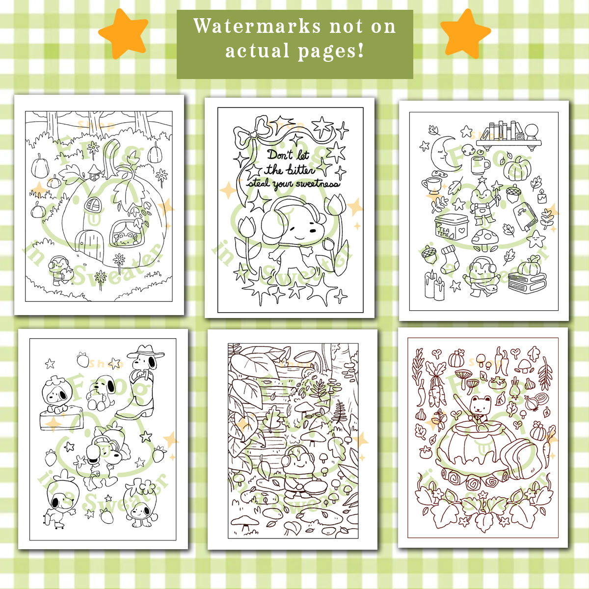 Digital Coloring Pages | 10 ready to Print Hand Drawn Illustrations