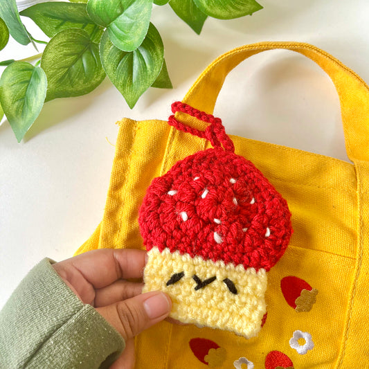 Mushroom Crochet Pouch Bag Charm | Chapstick Headphone Holder