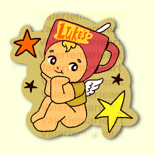 Coffee Cup Kewpie Angle Sticker | Matte 2.5 inch sticker