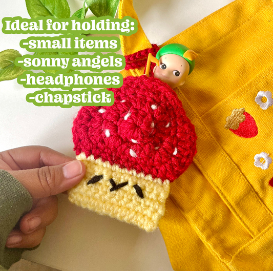 Mushroom Crochet Pouch Bag Charm | Chapstick Headphone Holder