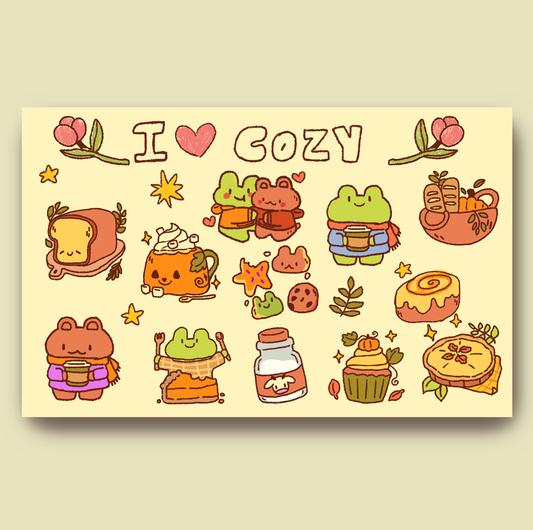 Cozy Fall Time Mini Sticker Sheet | 4.5 inch by 3.5 inch sheet