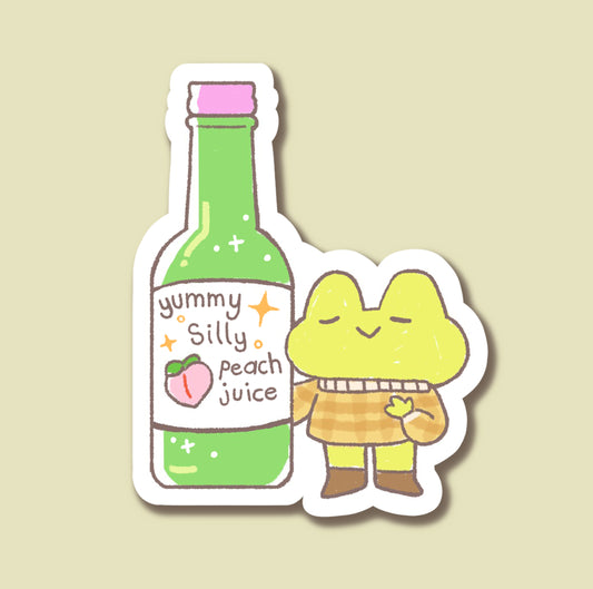 Silly Peach Juice Matte Sticker | Waterproof & Outdoor Safe