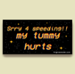 Sorry for speeding (my tummy hurts) Glossy Bumper Sticker