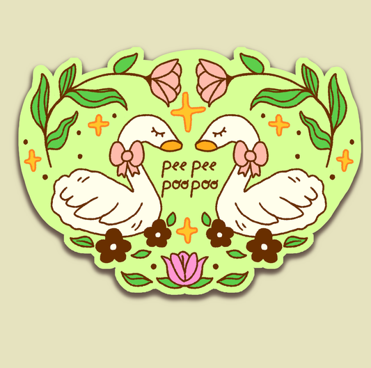 Pee pee poo poo Swan Matte Sticker - Waterproof & Outdoor safe