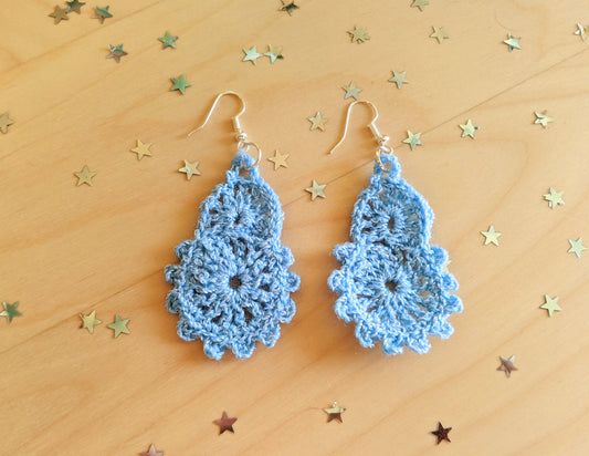 Drop Earrings | Crochet Earrings Purple and Blue