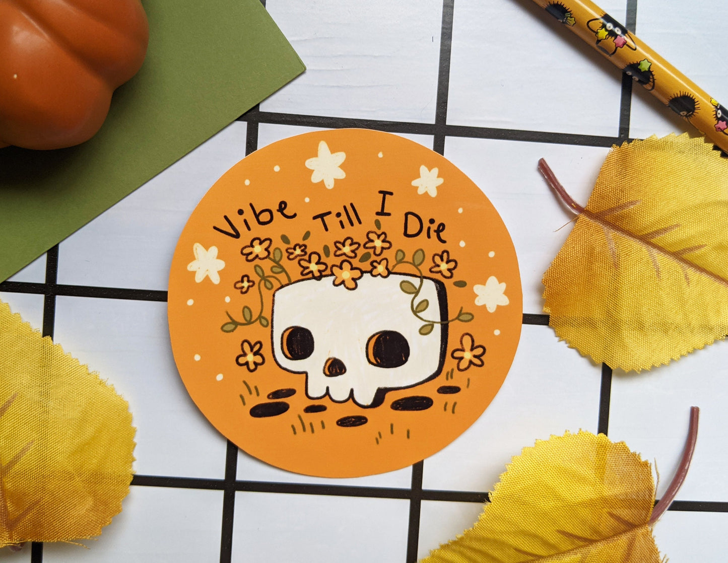 Vibe Till I Die Skull Sticker | Waterproof