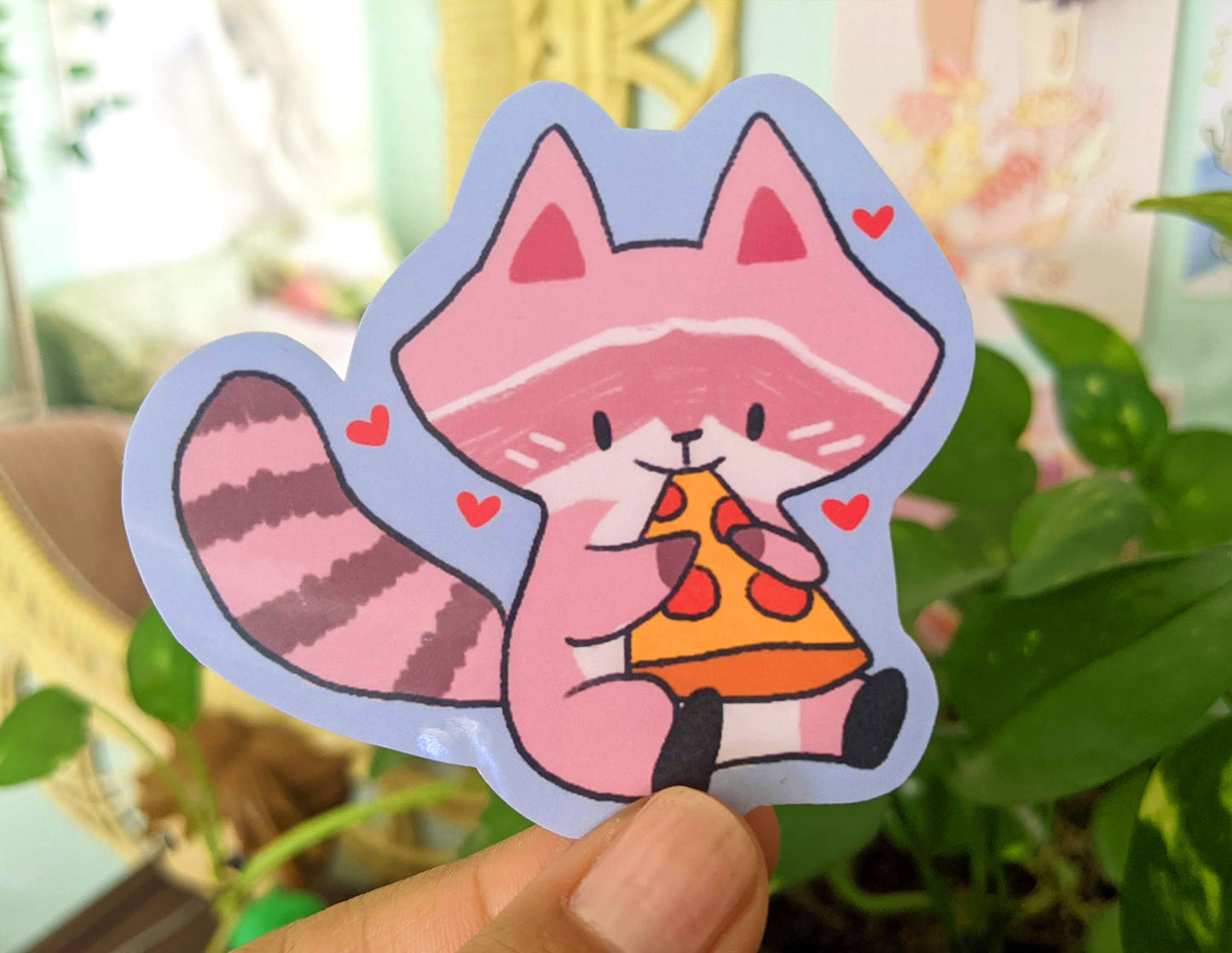 Pizza Raccoon Sticker | Waterproof