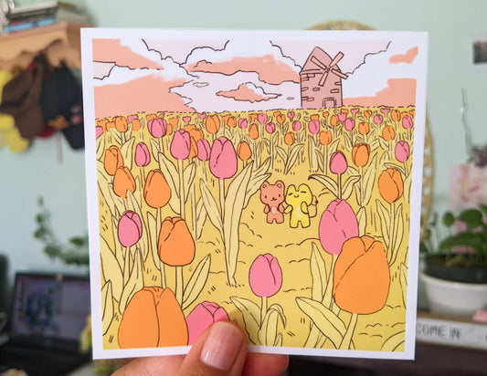 Tulip Field Date | Mini Print | Glossy Art Print