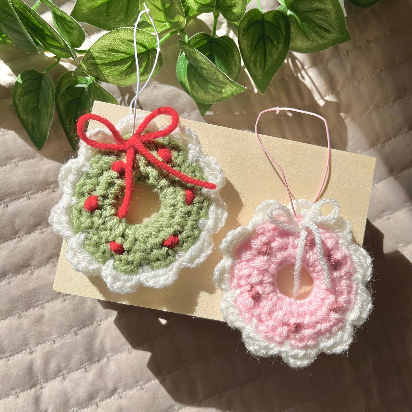 Tiny Crochet Christmas Wreaths | Classic & Pink Version |