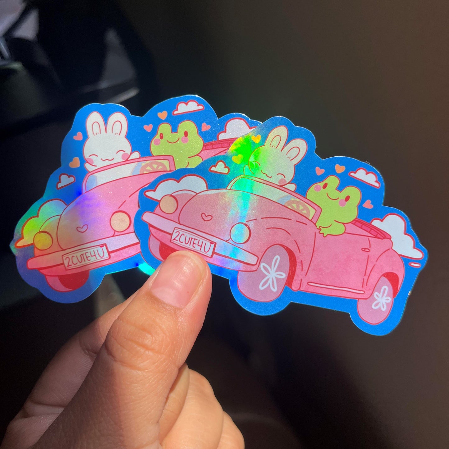 Lovebug Frog & Bunny Sticker | Holographic Option | Waterproof
